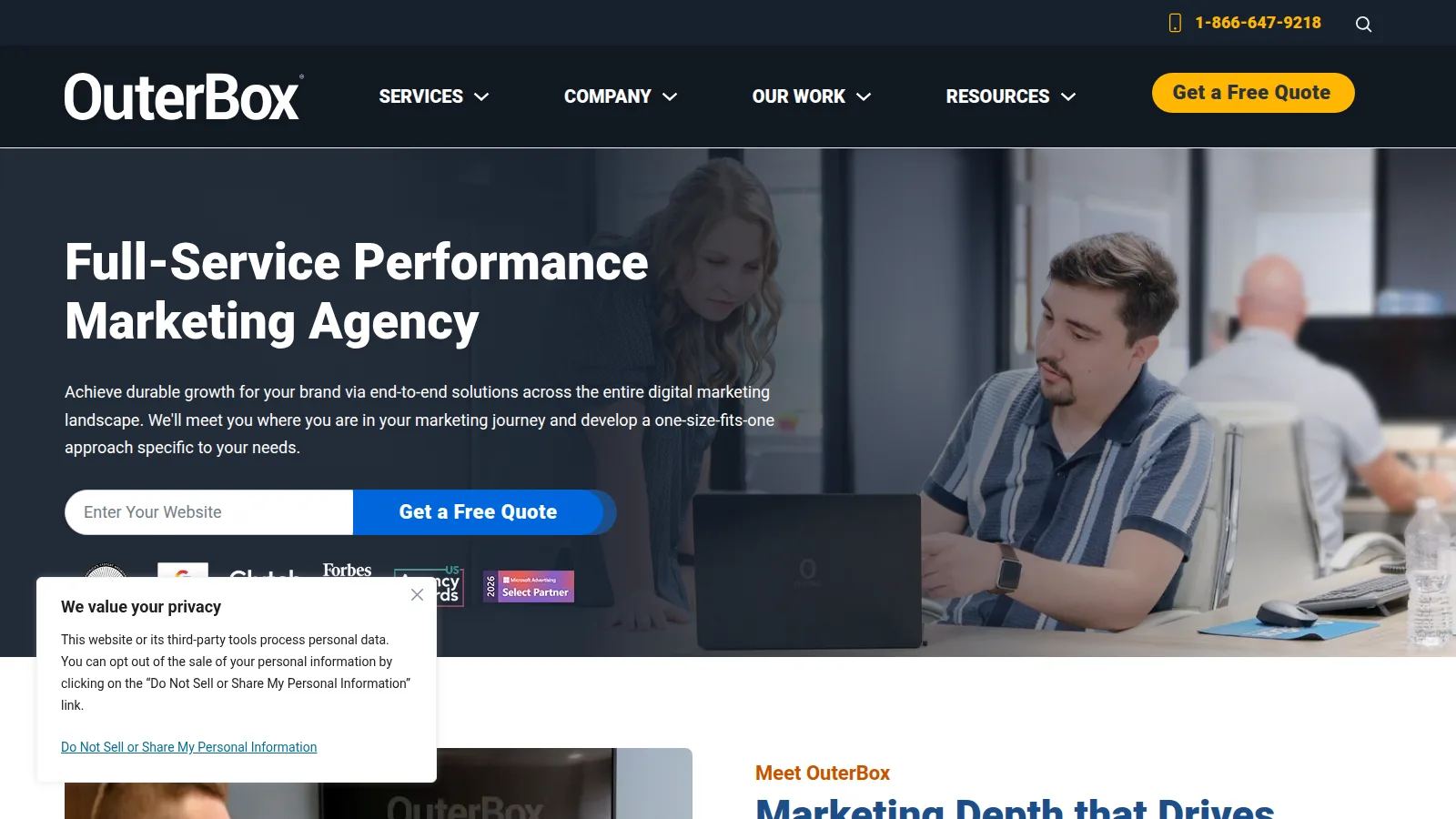 OuterBox homepage — eCommerce-focused SEO, PPC, and web design agency
