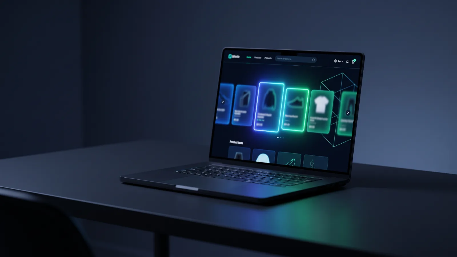 Modern Shopify storefront on a laptop — visualizing ecommerce site setup and development cost